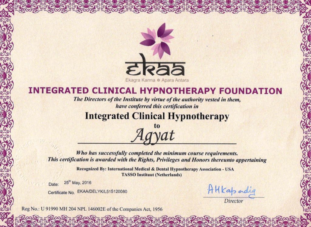 Ekaa - Hypnotherapy Certficate